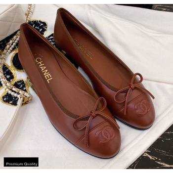 Chanel Top Quality Calfskin Classic Bow Ballerinas Flats G02819 Brown 2020 (xo-20100911)