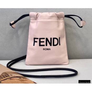 Fendi Leather Phone Pouch Bag with Detachable Necklace Pale Pink 2021 (chaoliu-21013018)