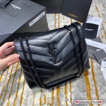 SAINT LAURENT MINI LOULOU PUFFER TOY BAG IN QUILTED WRINKLED MATTE LEATHER SO BLACK (JUNDU-201102-1)
