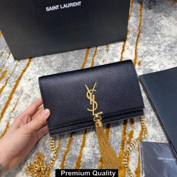 saint laurent small Kate chain wallet with tassel in caviar leather 452159 black/gold (jundu--3279)