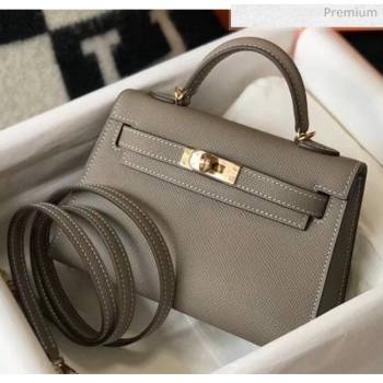 Hermes Mini Kelly II Handbag in Epsom Leather Asphalt Grey 2020 (FL-20052957)