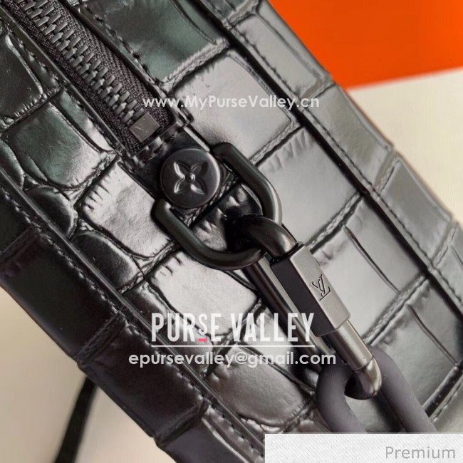 Louis Vuitton Mens Crocodile Embossed Leather Soft Trunk Box Bag M44478 Black 2020 (KI-20070107 ...